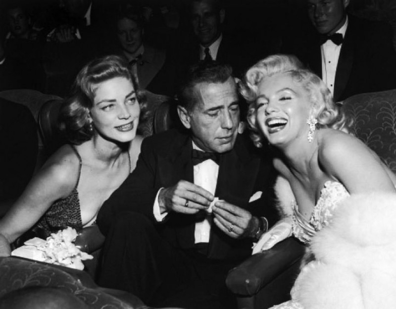 Marilyn Monroe with Humphrey Bogart and Lauren Bacall at Ciro's Night club...Hollywood Icon